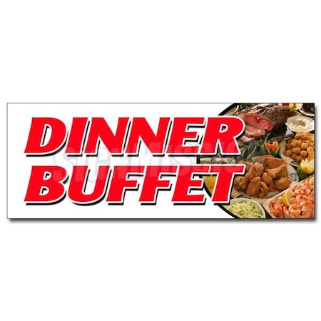 DINNER BUFFET DECAL Sticker Ayce All Eat Chicken Beef Ribs Desserts Food